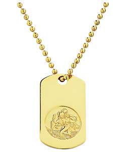 Gold Plated Silver St Christopher Dog Tag Pendant