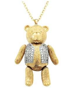 Plated Silver Teddy Bear Pendant