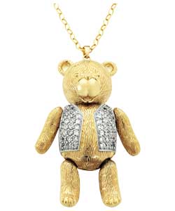 Gold Plated Silver Teddy Bear Pendant
