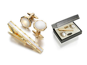 Gold Plated Tie Clip and Cufflink Set 015660