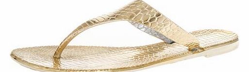 Gold Snake Jelly Flip Flops