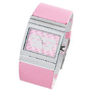 pink rotating case watch