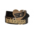 Womens PU Buckle Belt Black/Gold