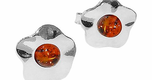 Goldmajor Amber Flower Sterling Silver Stud