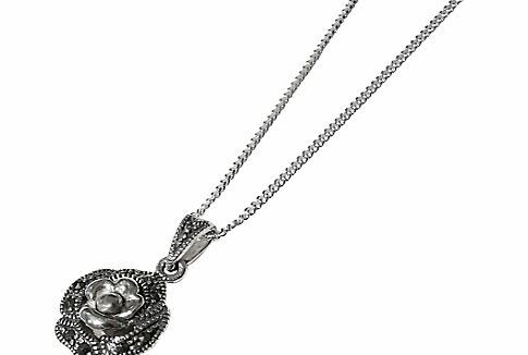 Goldmajor Marcasite Rose Pendant Necklace, Silver
