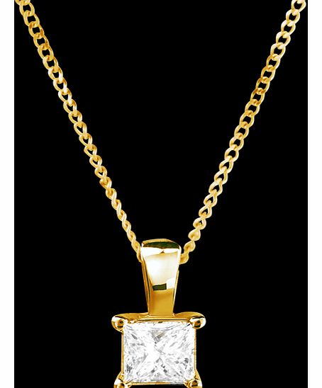 Goldsmiths 18ct Gold 0.25ct Princess Cut Diamond Pendant