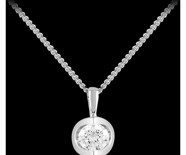 Goldsmiths 18ct Gold 0.33ct Tension Set Diamond Pendant