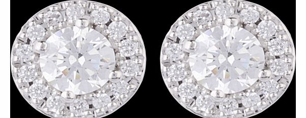Goldsmiths 18ct White Gold 0.60ct Diamond Halo Stud Earrings