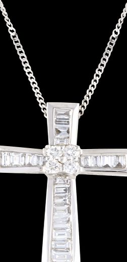 Goldsmiths 18ct white gold cross diamond pendant