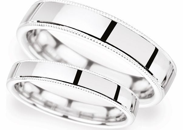 3mm D Shape Heavy milgrain edge Wedding Ring in