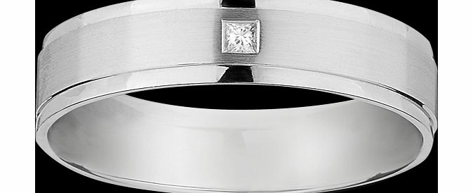 Goldsmiths 6mm diamond set gents wedding ring in 18 carat