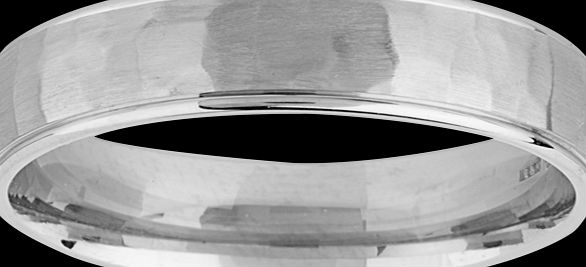 Goldsmiths 6mm hammered gents ring in palladium 500