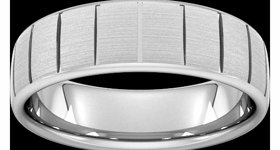 Goldsmiths 7mm D Shape Heavy vertical lines Wedding Ring in