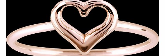 Goldsmiths 9 Carat Rose Gold Heart Ring - Ring Size J