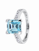 Goldsmiths 9ct Gold Blue Topaz Asher Cut Ring