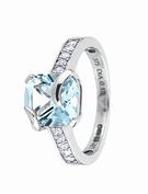 Goldsmiths 9ct Gold Blue Topaz Solitaire Ring