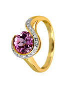 Goldsmiths 9ct Gold Created Pink Sapphire Ring