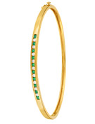 Goldsmiths 9ct Gold Emerald & Diamond Bangle