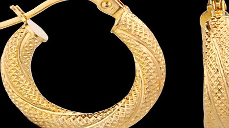 Goldsmiths 9ct Gold Textured Large Hoop Earrings