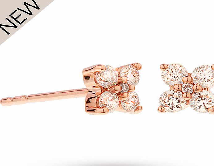 Goldsmiths 9ct Rose Gold 0.20ct Diamond Flower Stud Earrings