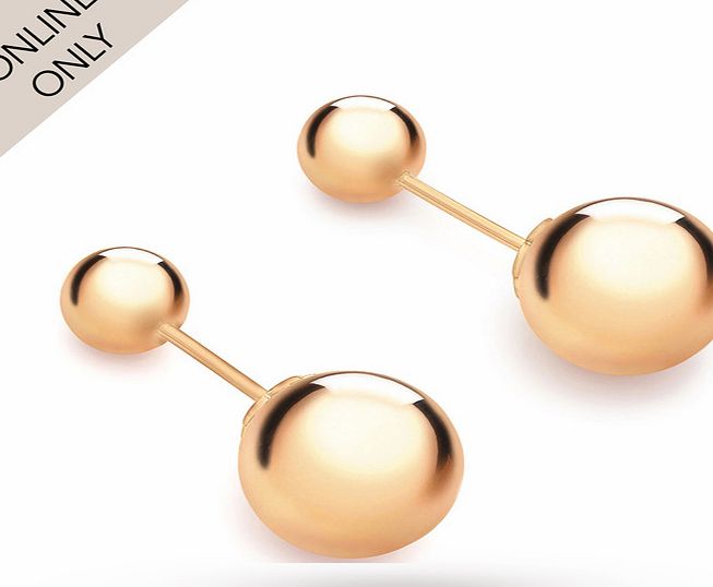 Goldsmiths 9ct Rose Gold 6-10mm Double Ball Stud Earrings