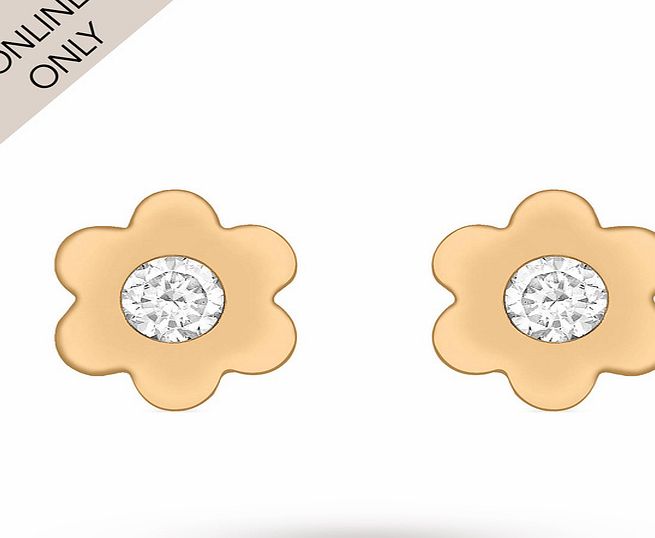 Goldsmiths 9ct Rose Gold Cubic Zirconia Flower Stud Earrings