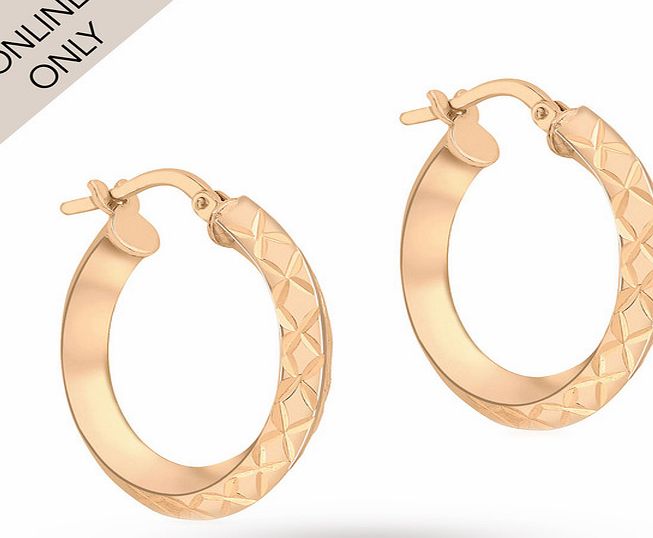 Goldsmiths 9ct Rose Gold Diamond Cut Hoop Earrings