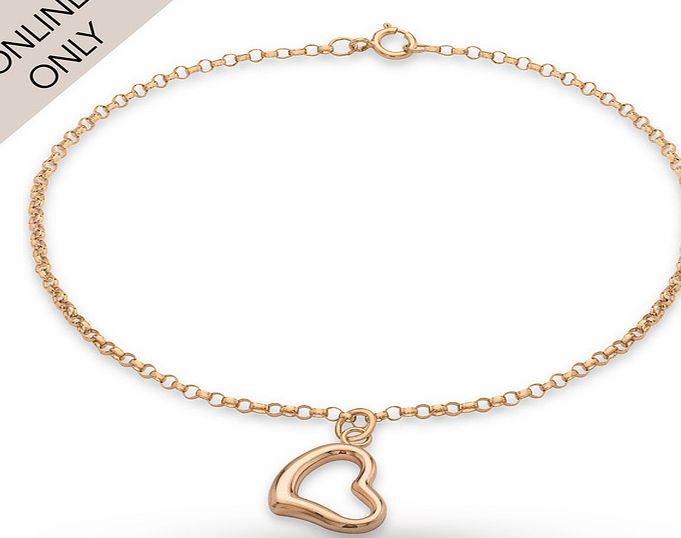 Goldsmiths 9ct Rose Gold Heart Bracelet