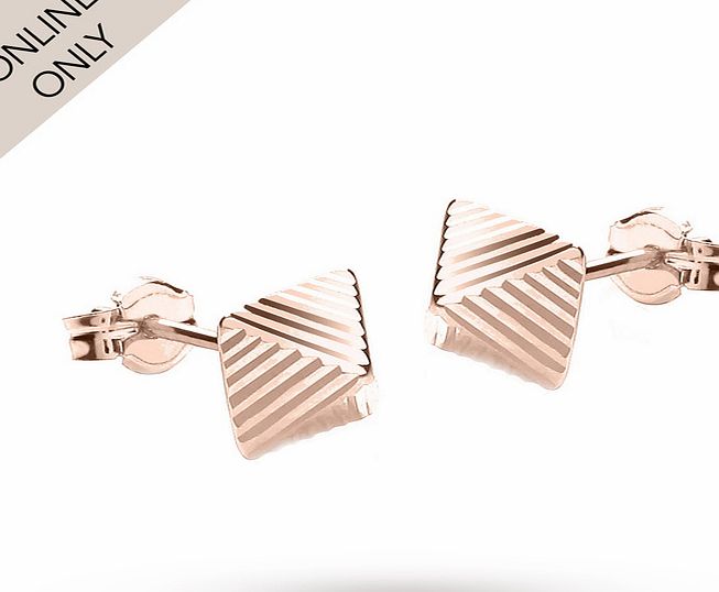 Goldsmiths 9ct Rose Gold Pyramid Shaped Stud Earrings