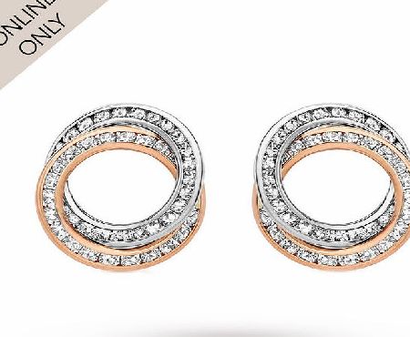 Goldsmiths 9ct Two Colour Gold Cubic Zirconia Stud Earrings