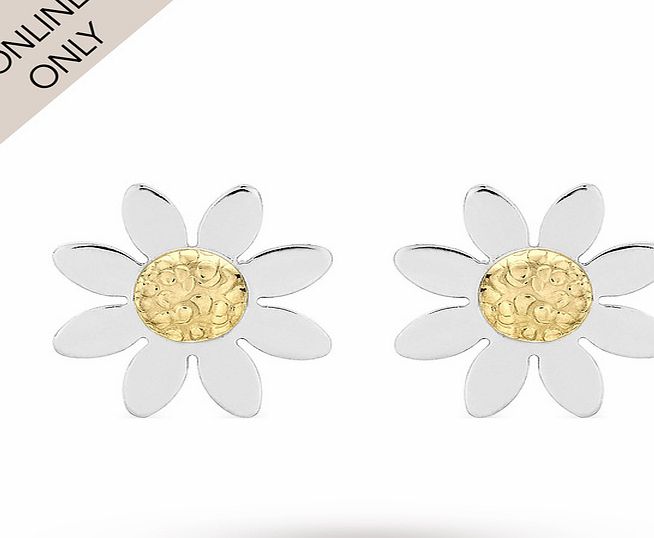Goldsmiths 9ct Two Colour Gold Daisy Stud Earrings