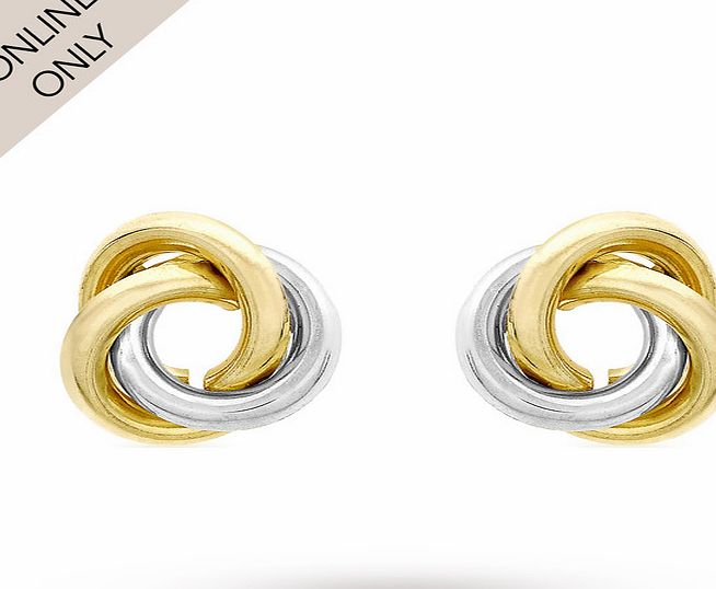 Goldsmiths 9ct Two Colour Gold Knot Stud Earrings