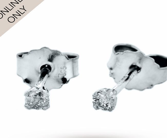Goldsmiths 9ct White Gold 0.10ct Diamond Set Stud Earrings