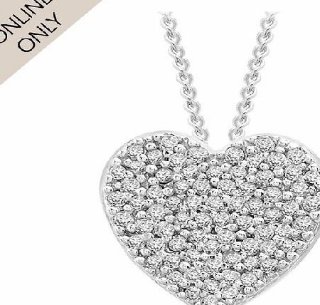 Goldsmiths 9ct White Gold 0.20ct Diamond Heart Pendant