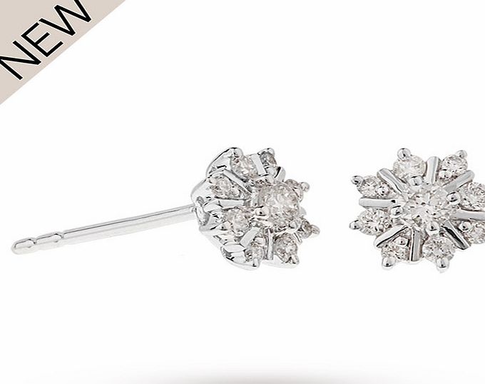 Goldsmiths 9ct White Gold 0.25ct Snowflake Stud Earrings