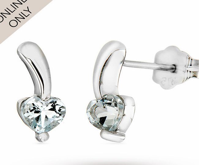 Goldsmiths 9ct White Gold Aquamarine Heart Drop Earrings