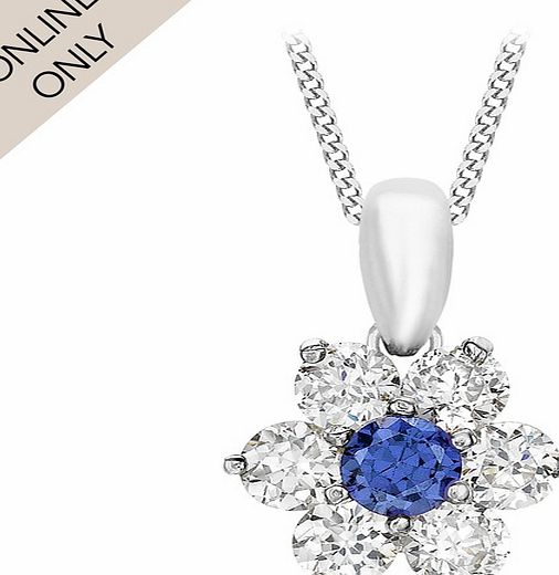 Goldsmiths 9ct White Gold Blue and White Cubic Zirconia
