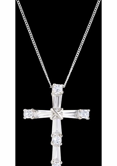 Goldsmiths 9ct White Gold Cubic Zirconia Cross Pendant
