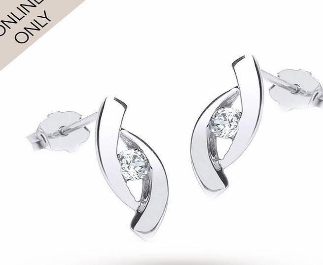 Goldsmiths 9ct White Gold Cubic Zirconia Crossover Earrings