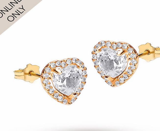 Goldsmiths 9ct White Gold Cubic Zirconia Heart Stud Earrings