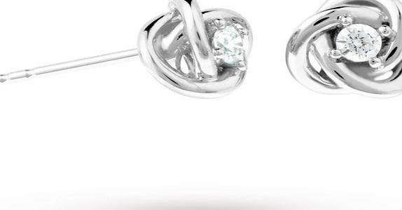 Goldsmiths 9ct White Gold Cubic Zirconia Knot Earrings