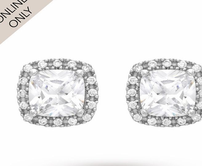 Goldsmiths 9ct White Gold Cubic Zirconia Square Stud Earrings