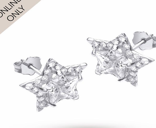 Goldsmiths 9ct White Gold Cubic Zirconia Star Stud Earrings