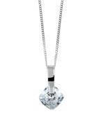 Goldsmiths 9ct white gold cushion cut cubic zirconia pendant