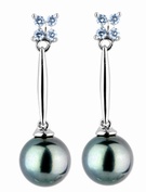 Goldsmiths 9ct White Gold Diamond and Pearl Earrings