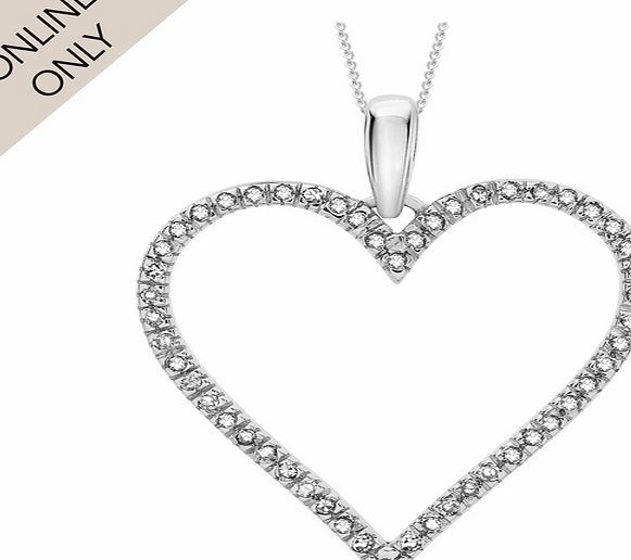 Goldsmiths 9ct White Gold Diamond Open Heart Pendant