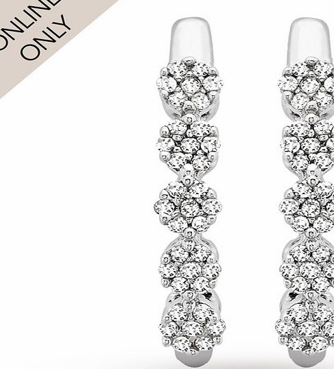 Goldsmiths 9ct White Gold Diamond Set Hoop Earrings