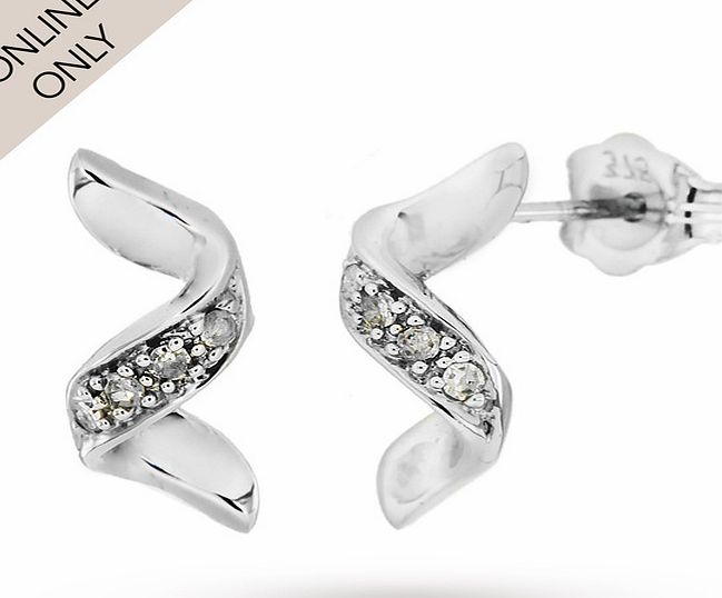 Goldsmiths 9ct White Gold Diamond Twist Stud Earrings