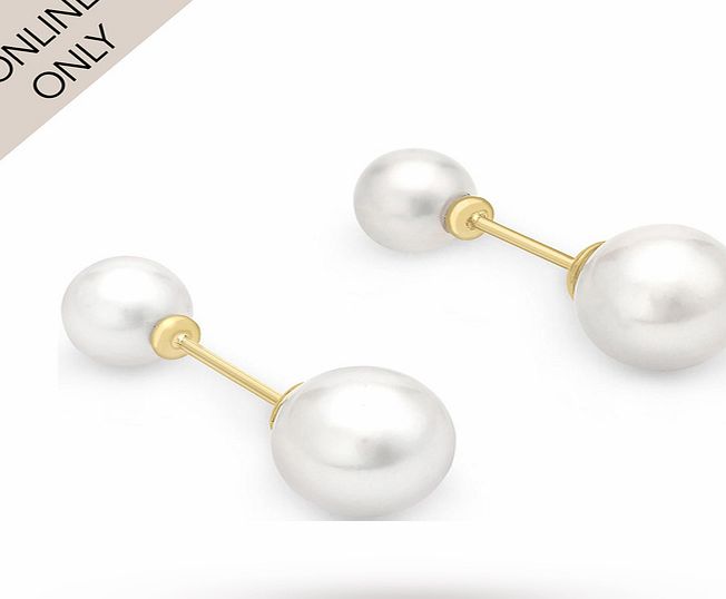 Goldsmiths 9ct White Gold Double Pearl Stud Earrings
