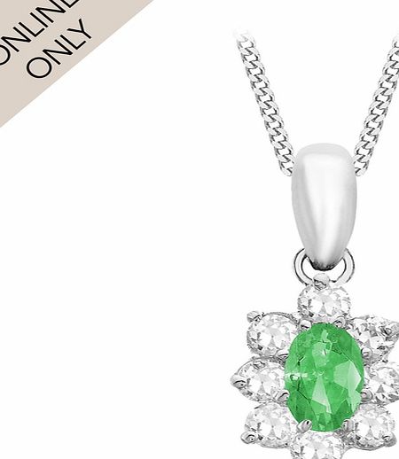 Goldsmiths 9ct White Gold Green and White Cubic Zirconia